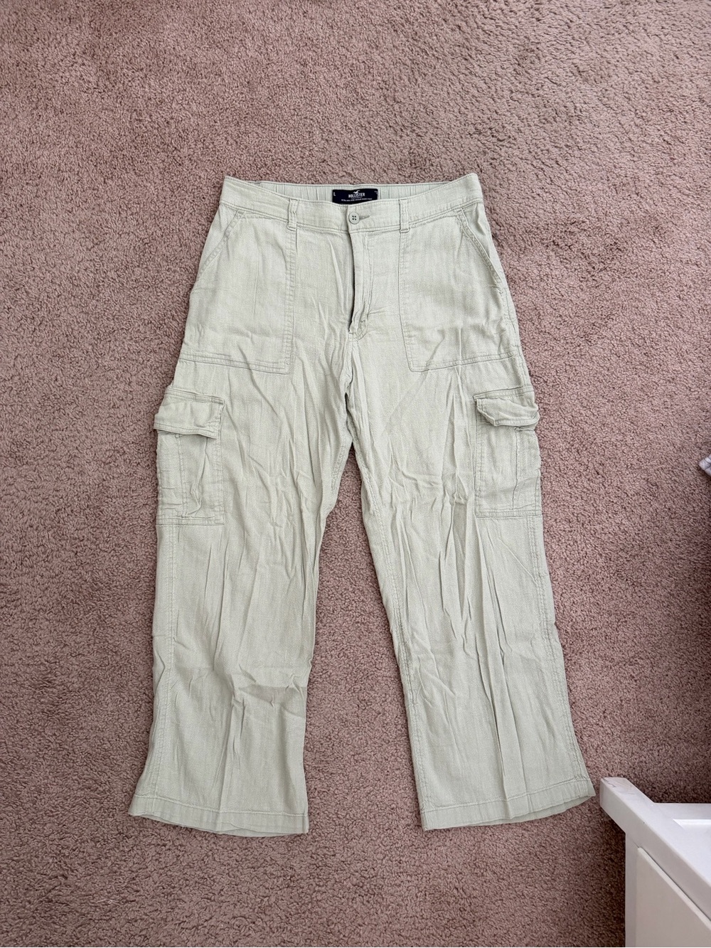Hollister Light Sage Ultra High Rise Baggy Cargo Pants